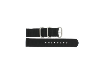 Watch strap 408.01.20 Textiles Black 20mm + black stitching