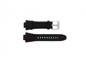 Seiko watch strap 7L22-0AD0 Leather Black 15mm + orange stitching