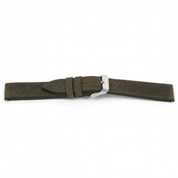 Watch strap Universal I864 Leather Olive green 24mm