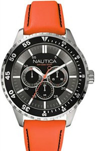 Watch strap Nautica A13503G Leather Orange 22mm