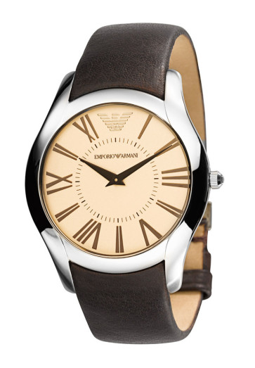 Watch strap Armani AR2041 Leather Brown 22mm