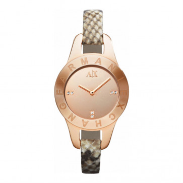 Watch strap Armani Exchange AX4129 Leather Brown 8mm