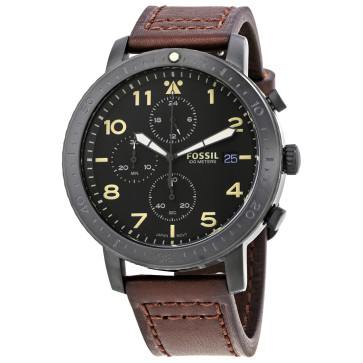 Watch strap Fossil CH3086 Leather Dark brown 22mm