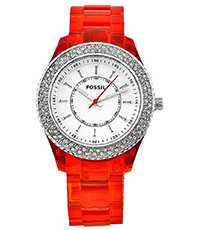 Watch strap Fossil ES2453 Plastic Red 18mm