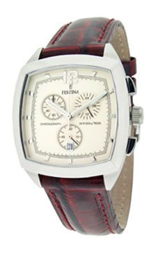 Watch strap Festina F16071-2 Leather Bordeaux 21mm