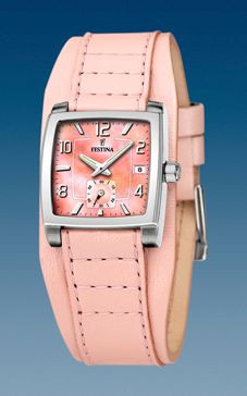 Watch strap Festina F16181-A Leather Pink 17mm