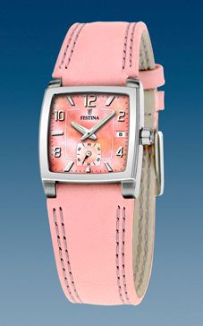 Watch strap Festina F16181-J Leather Pink