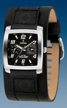 Watch strap Festina F16182-6 Leather Black 22mm