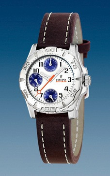 Watch strap Festina F16244-7 Leather Dark brown 18mm