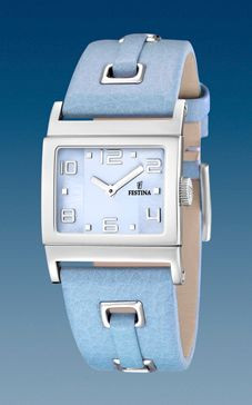 Watch strap Festina F16475-6 Leather Light blue 24mm