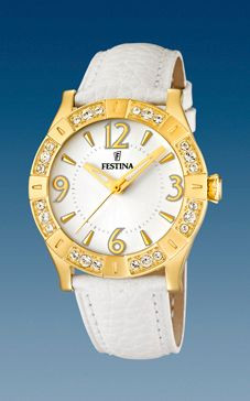 Watch strap Festina F16580-1 Leather Ivory 20mm