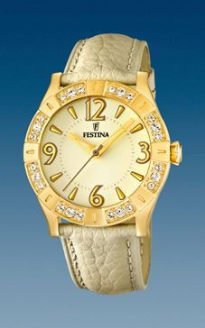 Watch strap Festina F16580-2 Leather Beige
