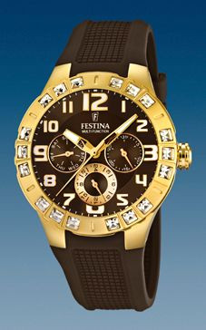 Watch strap Festina F16581-3 Rubber Brown 15mm