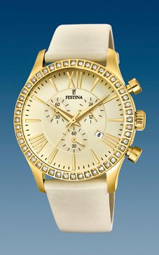 Watch strap Festina F16605-8 / F16605-9 Leather Beige 21mm