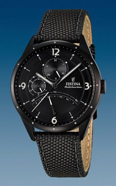 Watch strap Festina F16849-3 Leather Black 20mm