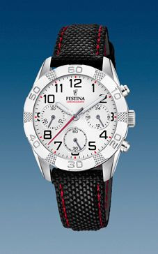 Watch strap Festina F20346-1 / F20346-3 Leather/Textiles Black 18mm