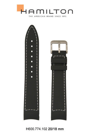 Watch strap Hamilton H600.774.102 Rubber Brown 20mm
