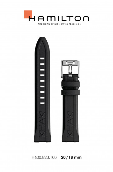Watch strap Hamilton H82335331.H690823103. Rubber Black 20mm