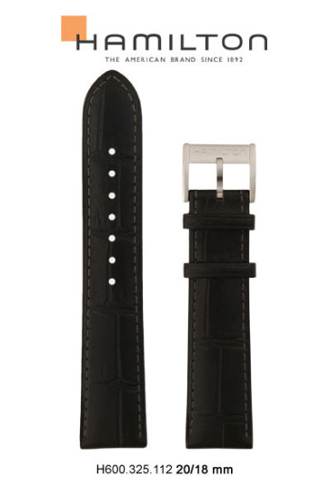 Watch strap Hamilton H690.325.112.H690325112 Leather Black 20mm