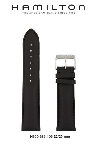 Watch strap Hamilton H690.685.105 Leather Black 22mm