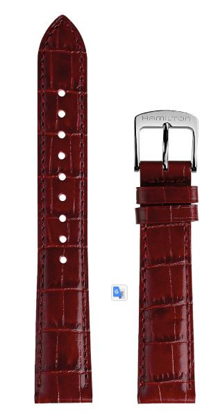 Watch strap Hamilton H690134104 Leather Red 18mm