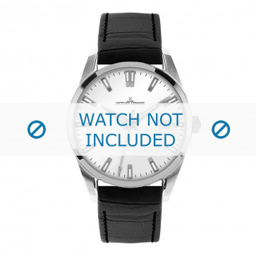Jacques Lemans watch strap 1-1769D Leather Black + standard stitching
