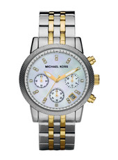 Michael Kors Mother of Pearl Stone Chronograph Dial Rose Gold Plated  Bracelet Watch MK5491