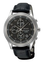 Watch strap Seiko 7T62-0JL0 / SNAC79P1 Leather Black 20mm