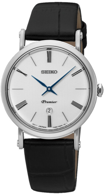 Watch strap Seiko Premier / SXB431P1 / 7N89 0AY0 / L0G1011J0 Leather Black 16mm