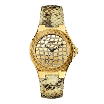 Watch strap Guess W0227L2 Leather Gold Toned 20mm