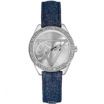 Watch strap Guess W0456L1 Leather/Textiles Blue 16mm