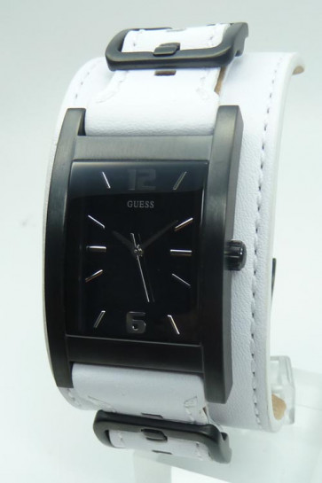 Guess watch strap W10609G wit Leather White + white stitching