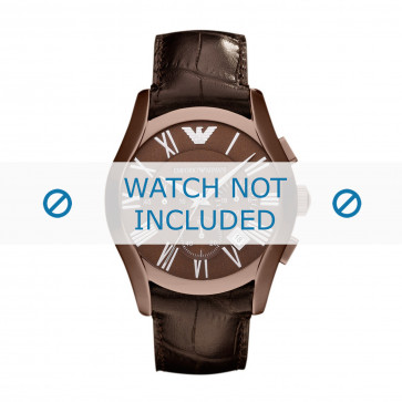 Watch strap Armani AR1609 Leather Dark brown 22mm