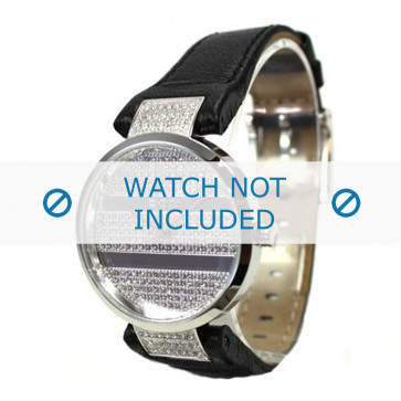 DKNY watch strap NY4976 Smooth leather Black + black stitching