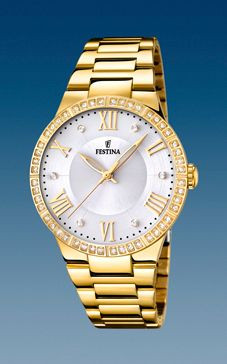 Watch strap Festina F16720 Steel Gold toned