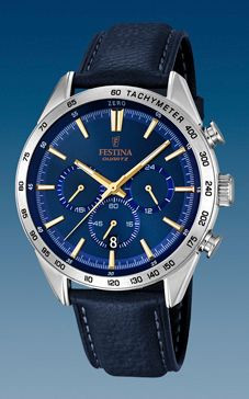 Watch strap Festina F16844 Leather Blue