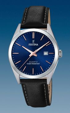 Watch strap Festina F20446 Leather Black