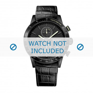 Hugo Boss watch strap HB-284-1-96-2910-HB1513389 Croco leather Black + black stitching