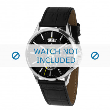 Jacques Lemans watch strap 1-1542A Leather Black + standard stitching