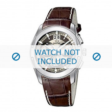 Jaguar watch strap J615-C / J615-F Croco leather Brown 22mm + white stitching