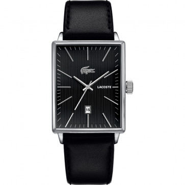 Lacoste watch strap 2010469 / 2010470 / LC-35-1-14-0174 Leather Black 22mm + black stitching