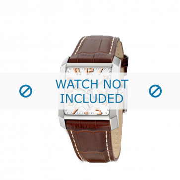 Lotus watch strap 15411.1 / 15411.7 Leather Brown + white stitching