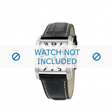 Lotus watch strap 15411/2 / 15411/4 / 15411/A Leather Black + white stitching