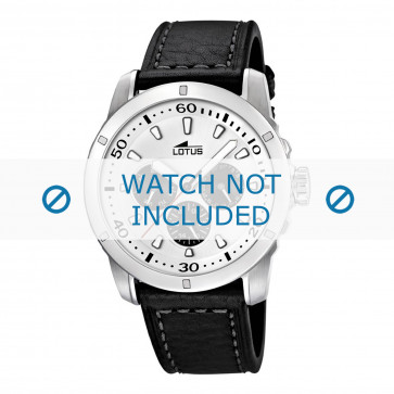Lotus watch strap 15811 / 15688/3 Leather Black 23mm + grey stitching