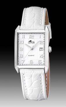 Watch strap Lotus 15625.2 Leather White