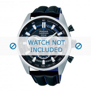 Watch strap Pulsar VS75-X002 / PX5009X1 Leather Black 24mm