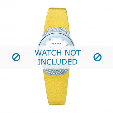 Watch strap Skagen 818SSLY Leather Yellow 18mm