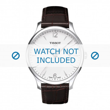 Tissot watch strap T063.610.16.037.00 Leather Dark brown 20mm + brown stitching