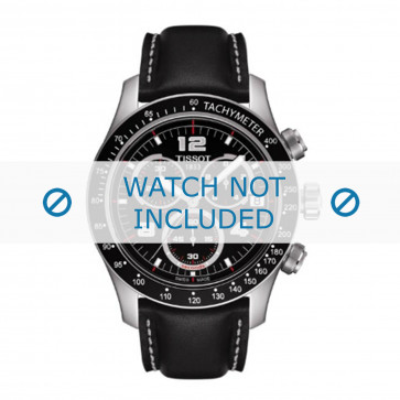 Tissot watch strap T039.417.16.037.02 / T600028731  Leather Black 20mm + white stitching