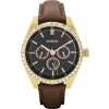 Watch strap Fossil BQ3060 Leather Brown 18mm